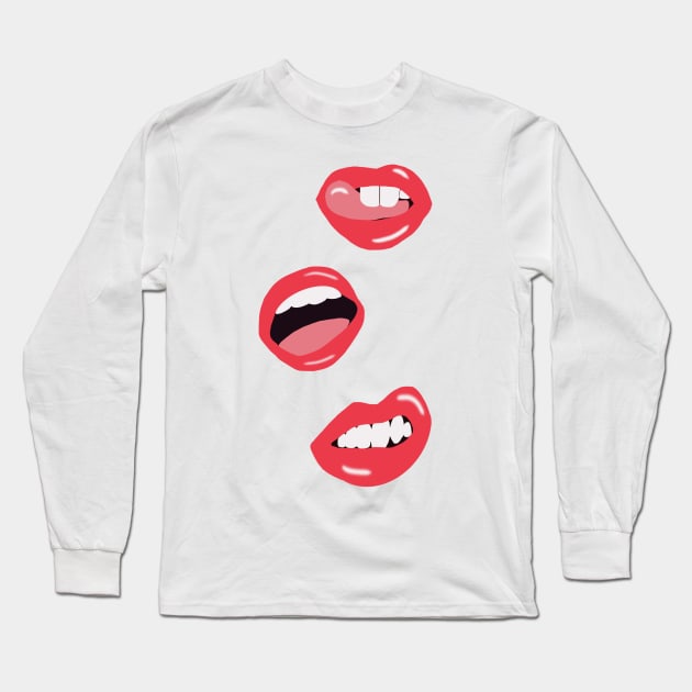 Red Lips Long Sleeve T-Shirt by Designs.Cass